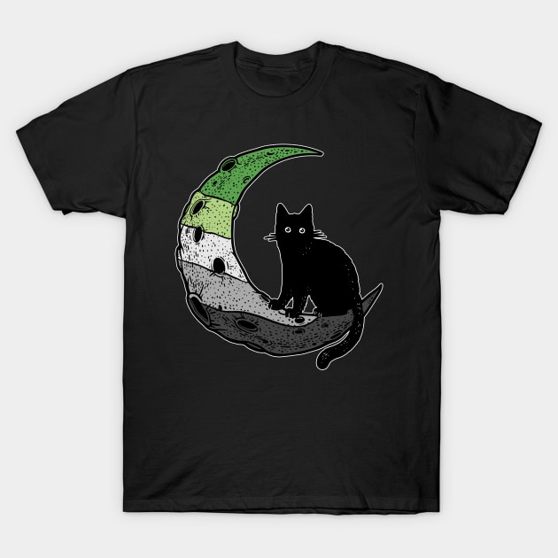Aromantic Cat Moon T-Shirt by Psitta